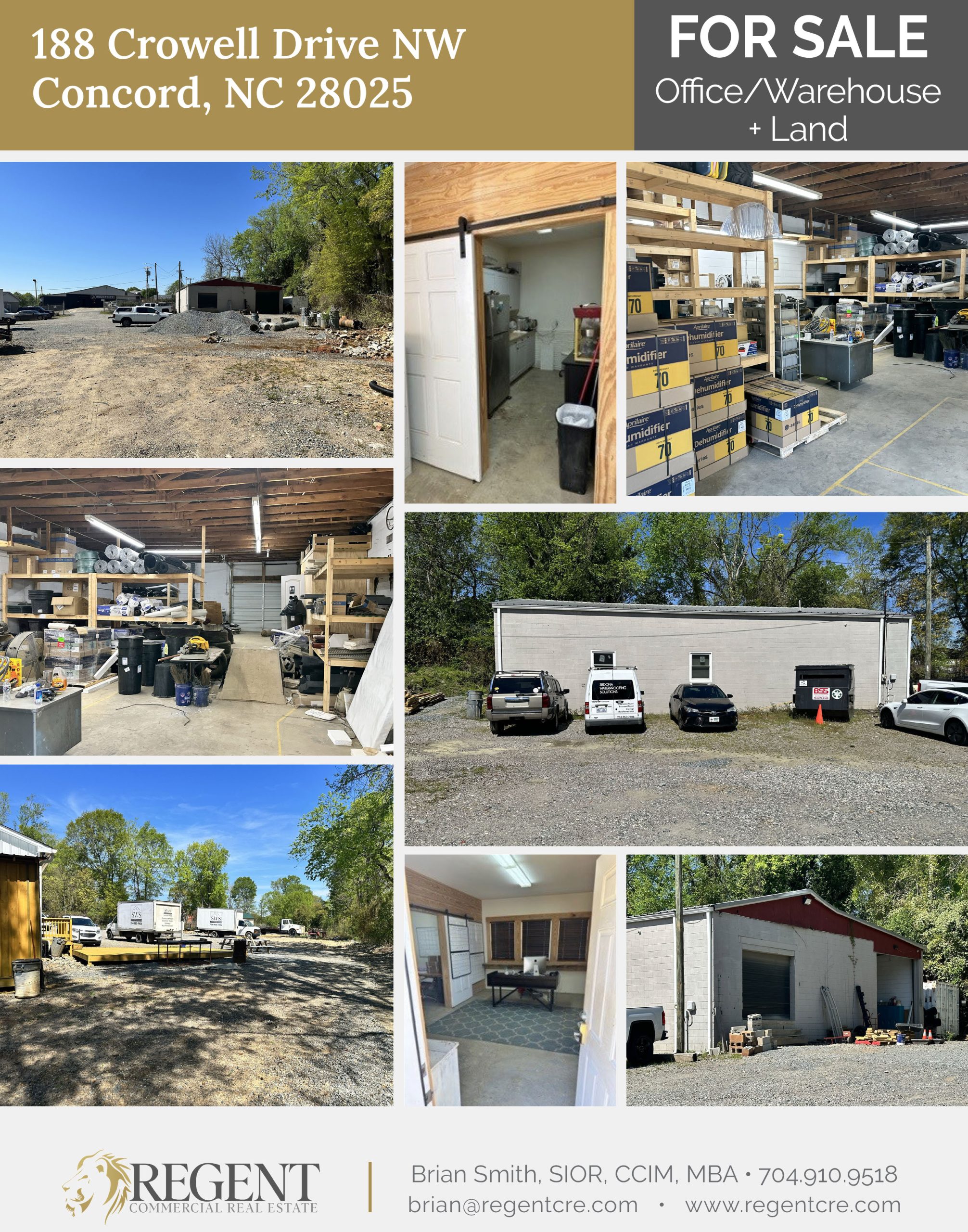 Discover the Potential of Office–Warehouse and Land Yard for Sale at 188 Crowell Drive NW, Concord, NC 28025