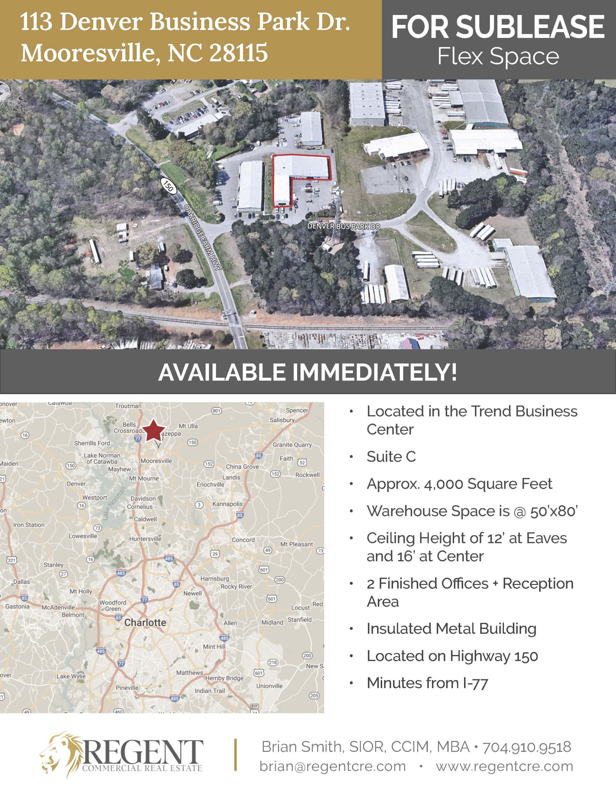 Mooresville’s Best Commercial Space: 113 Denver Business Park Dr.