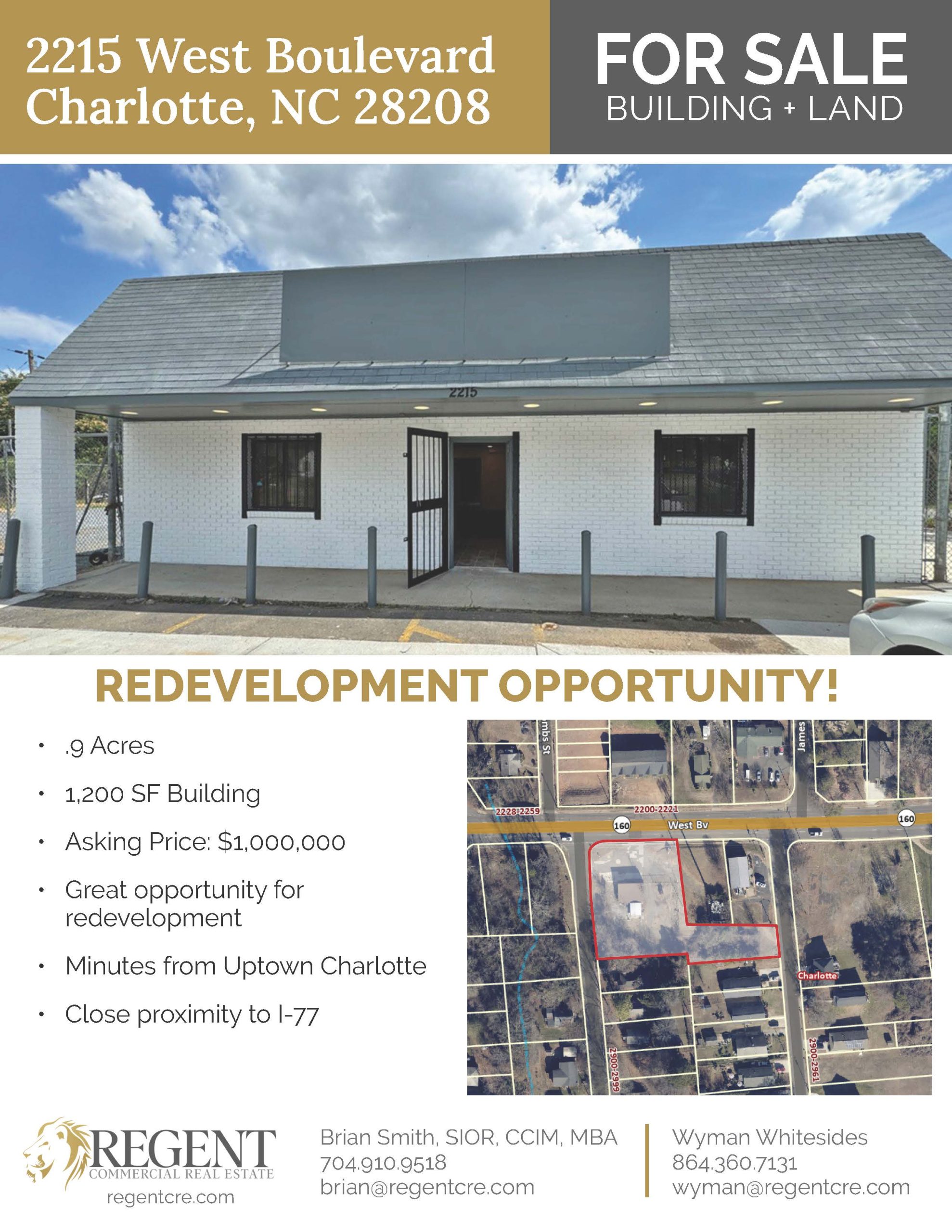 Excellent Redevelopment Opportunity Minutes From Uptown Charlotte at 2215 West Boulevard