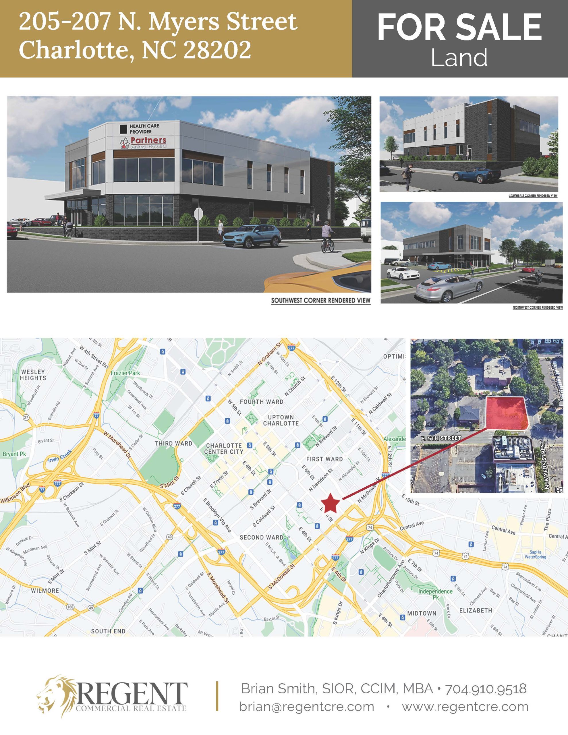 Prime Land for Sale at 205-207 N. Myers Street in Uptown Charlotte, NC 28202