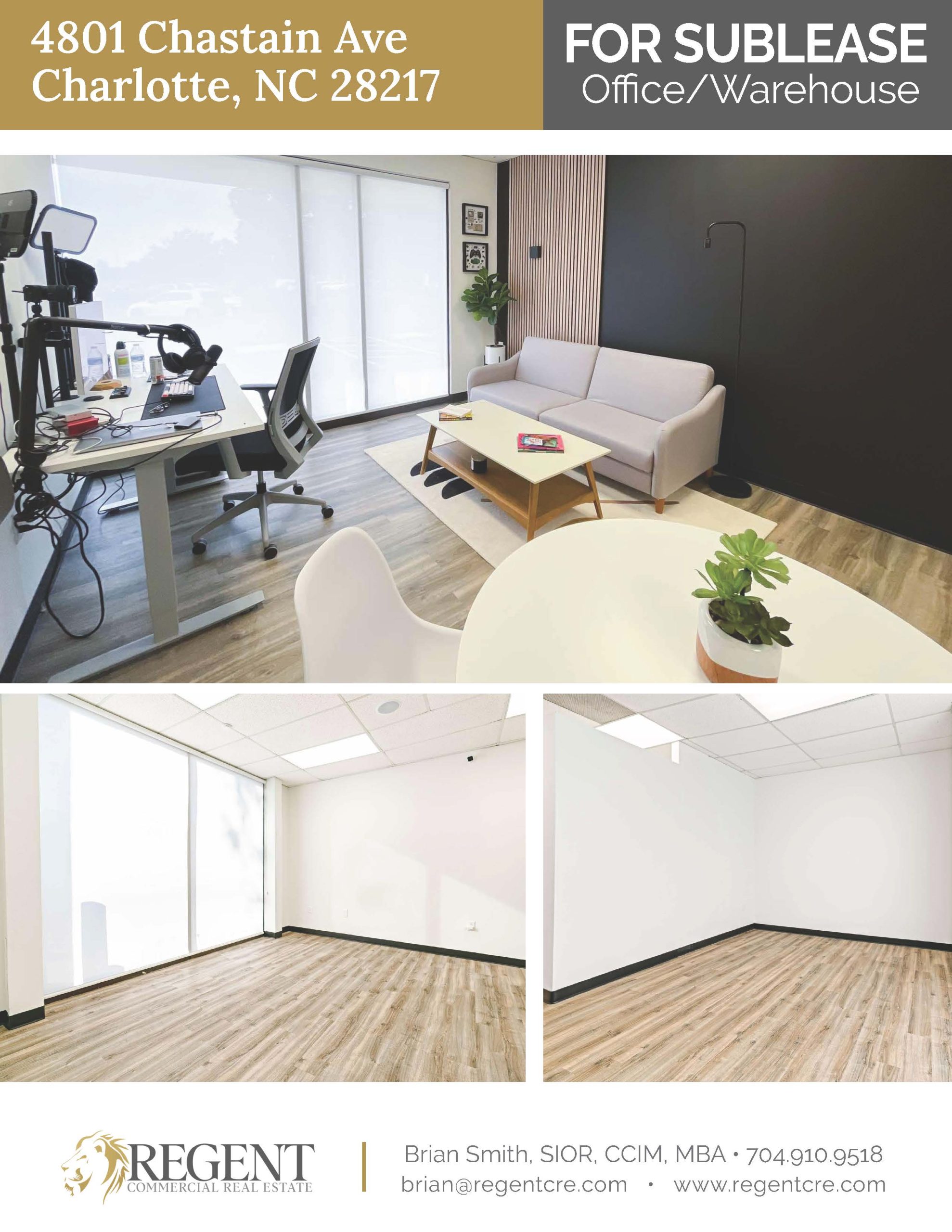 2,935 SF Office & Warehouse Sublease at 4801 Chastain Ave – Prime LoSo Charlotte Location