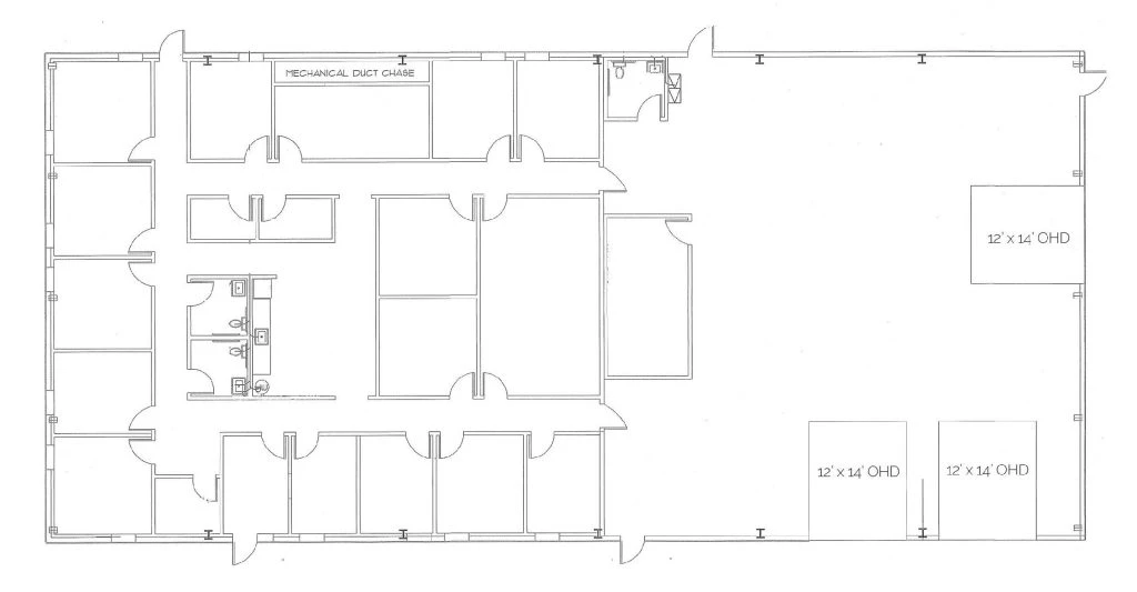 Commercial Real Estate Charlotte - Typical Flex Building Space Layout (Blueprint)