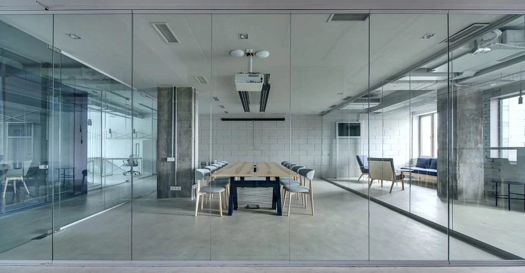 Commercial real Estate - Large Office Meeting Room with Glass Walls in Charlotte, NC