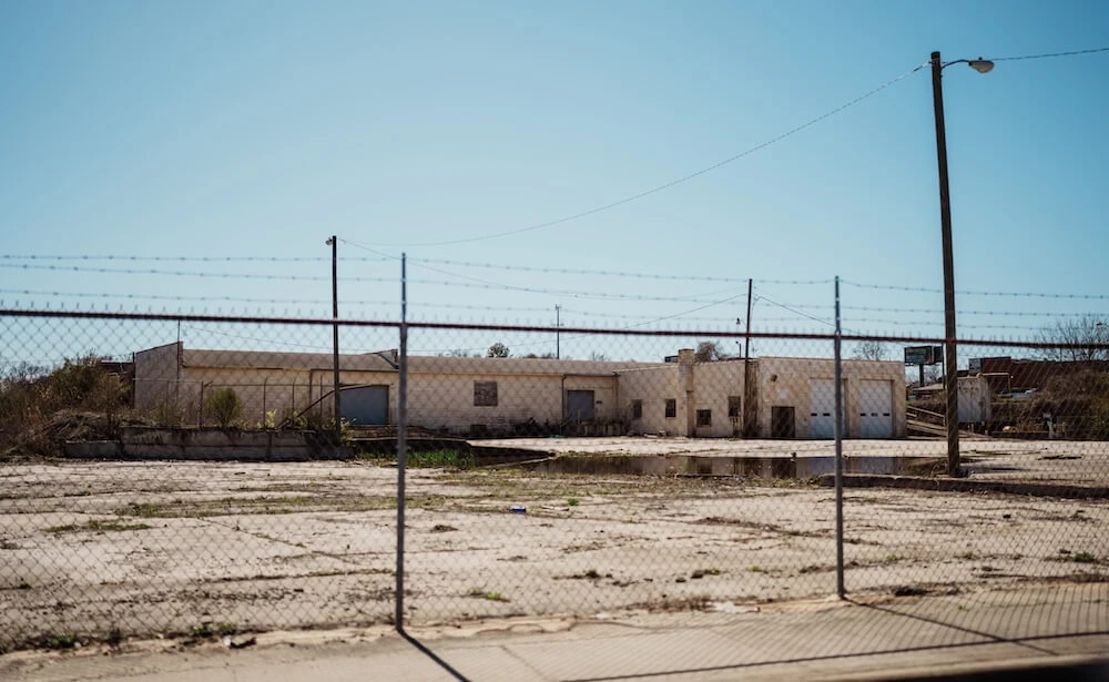 industrial fence around concrete lot